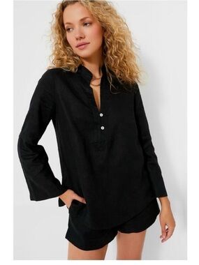Tuckernuck Linen Tatum Black Blouse